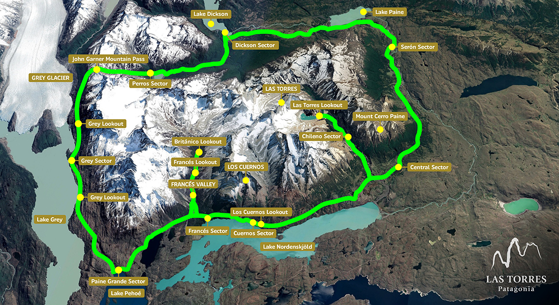 Карта торрес дель пайне